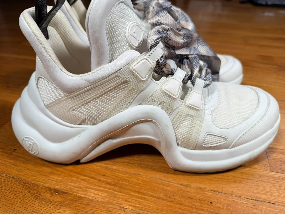 Authentic Louis Vuitton Archlight White Chunky Sneakers Ribbon Laces Size 9.5